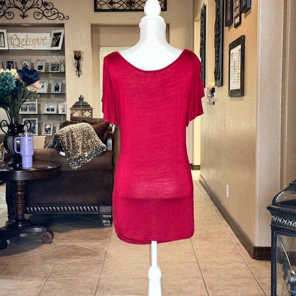 Agenda*Tunic Style Top with Accented Cold Shoulder Ruched Hemline Top*GUC - Picture 3 of 4